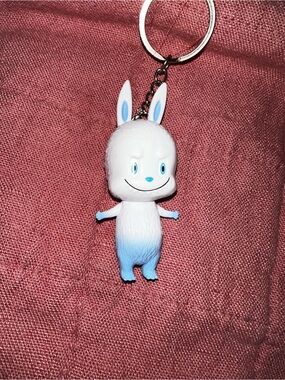 Pop Mart Labubu Classic Mini Keychain – White & Light Blue